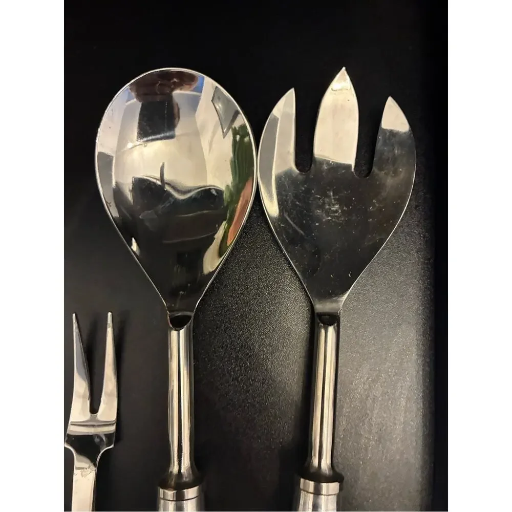Vintage Alabaster Cheese Knife & Salad Serving Set | Quiet Luxury Grandmillenial
